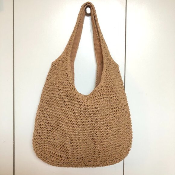 Mia &Tess Woven Straw Bag Shoulder Hobo Bag Summer Beach Large - Picture 1 of 6